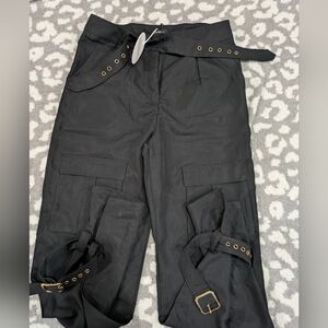 Boohoo Black Cargo Trousers with Straps